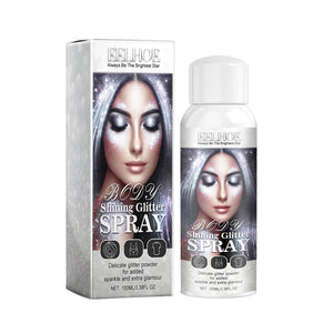 EELHOE Body Glitter Spray Body Glitter Highlighter Spray Natural Three-Dimensional Long-Lasting Brightening Glitter Powder