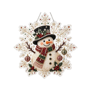 AMZ Christmas Pearl Diamond Painting Set - Black Hat Snowman, Christmas Decorations for Walls and Tables, Handmade Ornaments for Festive Ambiance