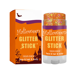 AMZ Halloween Glitter Stick (Orange) Natural Color, Silky Smooth Application, Suitable for Face and Body, Perfect for Holiday Party Makeup