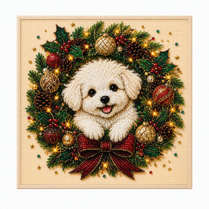 AMZ Christmas Bichon Frise Diamond Painting: Create a festive Christmas atmosphere with this creative home decor piece