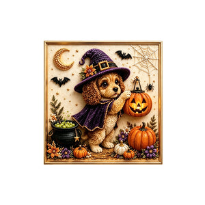 Dowmoo Cute Pumpkin Dog Pearl Diamond Painting Bead Craft Kit - Curly Dog, for Festive Decorations and Creating a Cozy Atmosphere