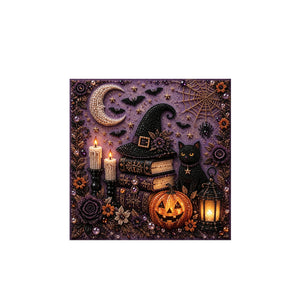 AMZ Cute Ghost Pumpkin 3D Pearl Mosaic Art Kit for Halloween Decorations - Black Cat