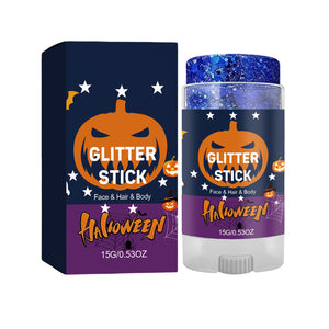 AMZ Halloween Glitter Stick (Blue) Natural Color, Silky Smooth Application, Suitable for Face and Body, Perfect for Holiday Party Makeup