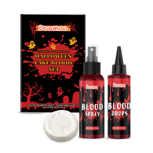 Dowmoo Halloween Fake Blood 3-Piece Set Washable Realistic Fake Blood for Filming Horror Realistic Special Effects Makeup Set