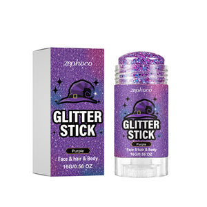 zephoco Halloween Shimmering Makeup Stick (Purple) – a solid cream for applying glittery and shimmering decorations to festive party makeup