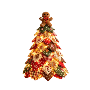 AMZ DIY Quilted Christmas Tree Set with Light-Up Beads - Gingerbread Man, Personalized Quilted Retro Print, Other Toys