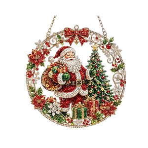 AMZ Christmas Pearl and Diamond Art Ornament Set - Santa Claus, a fashionable and creative round DIY home decoration for a festive Christmas atmosphere