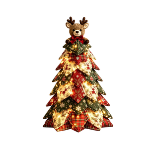 AMZ DIY Quilted Christmas Tree Set with Lights - New Reindeer Design, Unique Quilted Holiday 3D, Other Toys