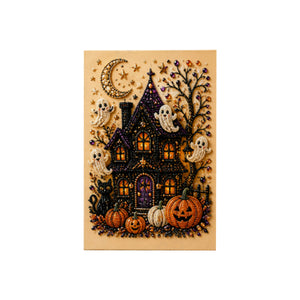 AMZ DIY Retro Halloween Ghost House 30*40 Pearl Rhinestone Painting Halloween-themed 3D Decoration Parent-child Craft Full Set of Tools Rhinestone Painting