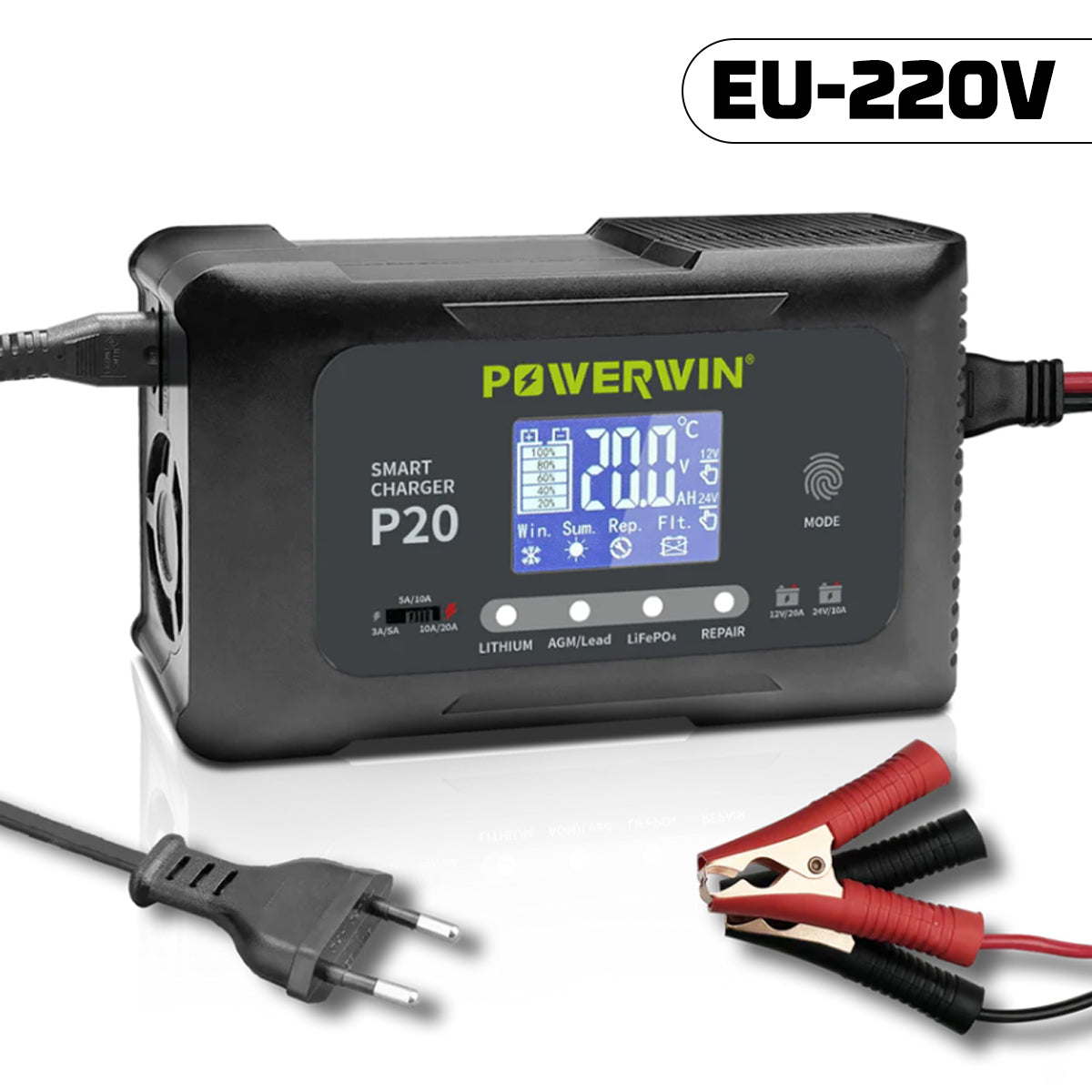 POWERWIN Smart Battery Charger 12V/24V for LiFePO4