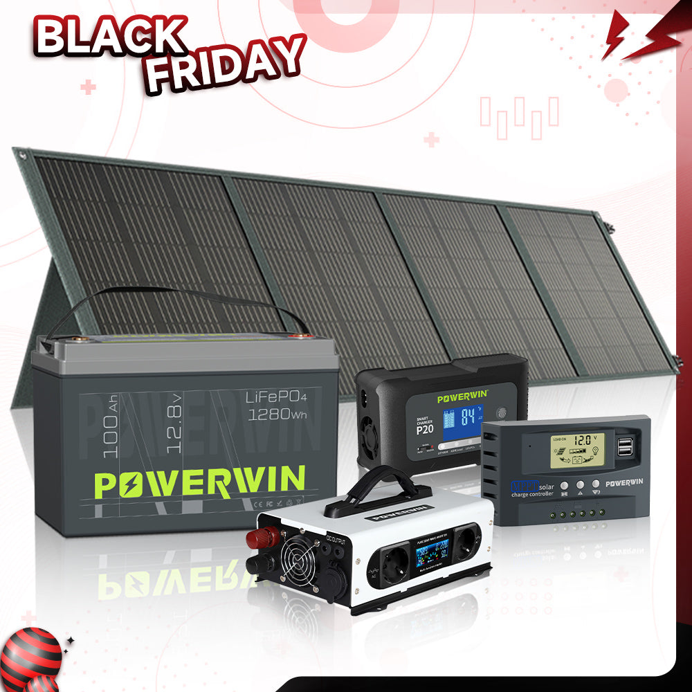 Powerwin BT100 + 110W Solar Kit Black Friday Sale – Complete LiFePO4 Solar Power System