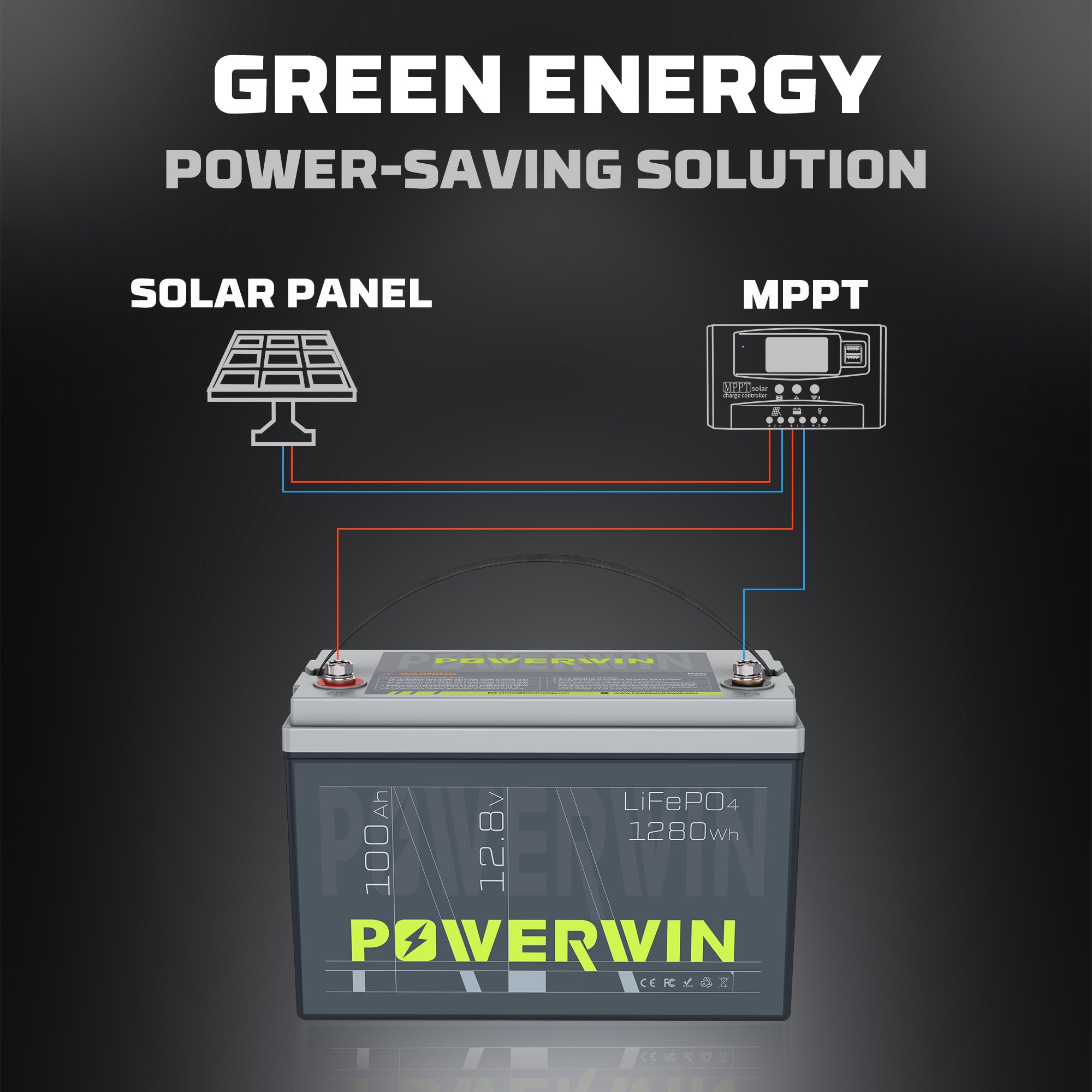 Powerwin BT100 LiFePO4 solar battery used in home solar power systems