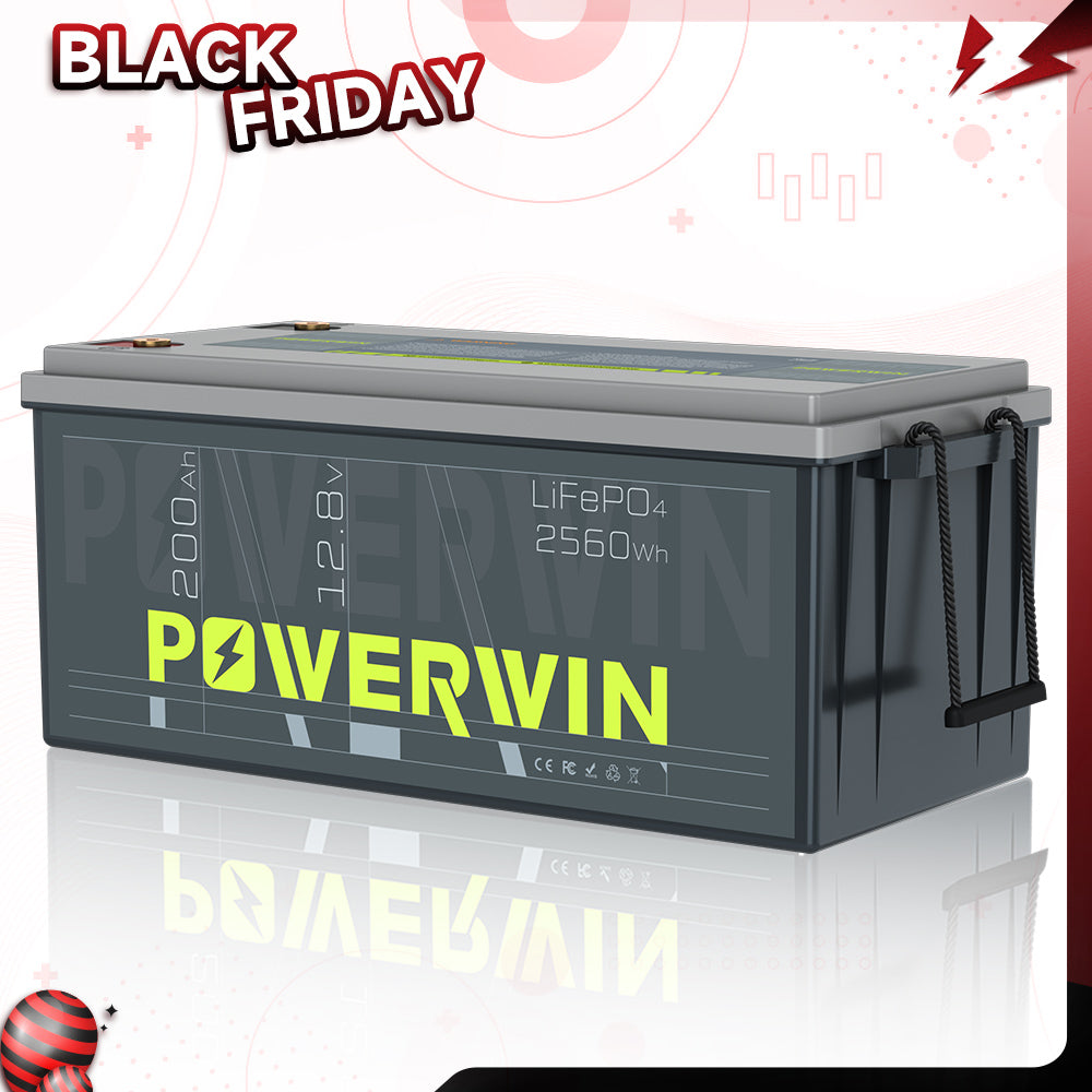 Powerwin BT200 LiFePO4 Battery Black Friday Edition – 12.8V 200Ah Deep Cycle Battery for Home and Off-Grid