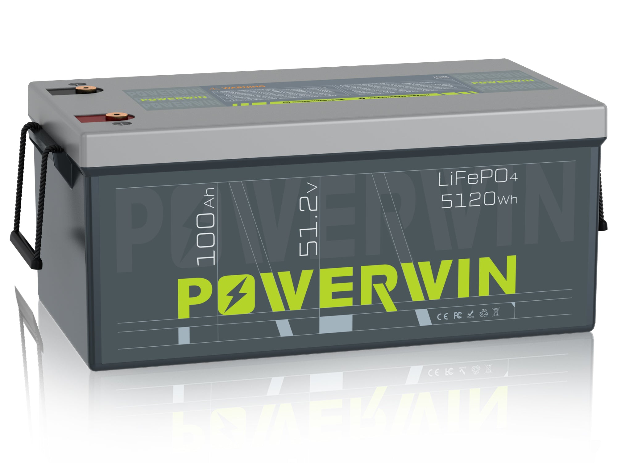 Powerwin BT5120 51.2V 100Ah LiFePO4 battery main image for solar and golf cart power systems