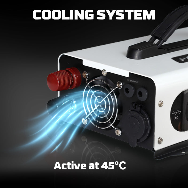 The intelligent temperature-controlled cooling fan system ensures quiet and efficient operation.