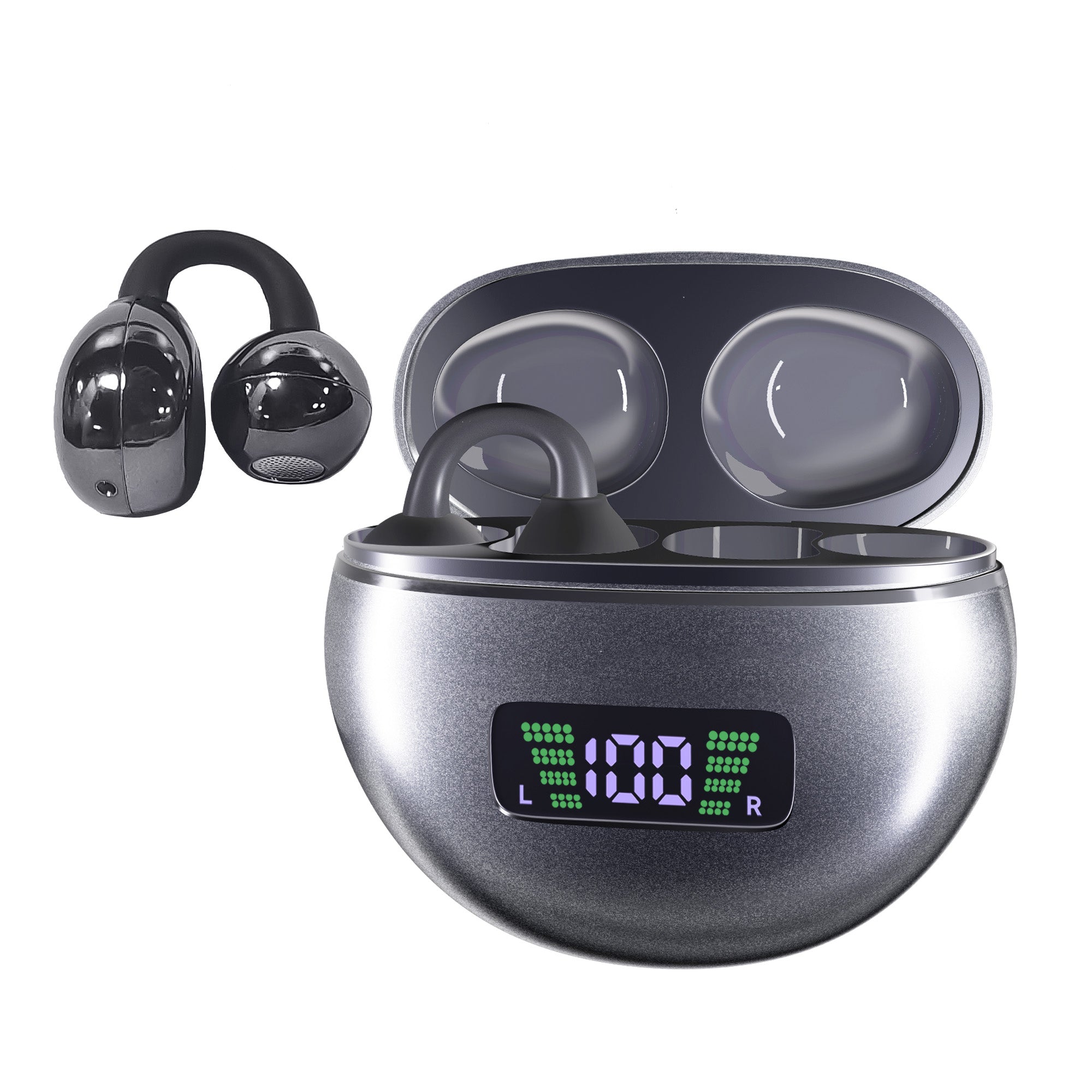 Clean, professional product shot of the Powerwin TWS01 headphones in a neutral setting.